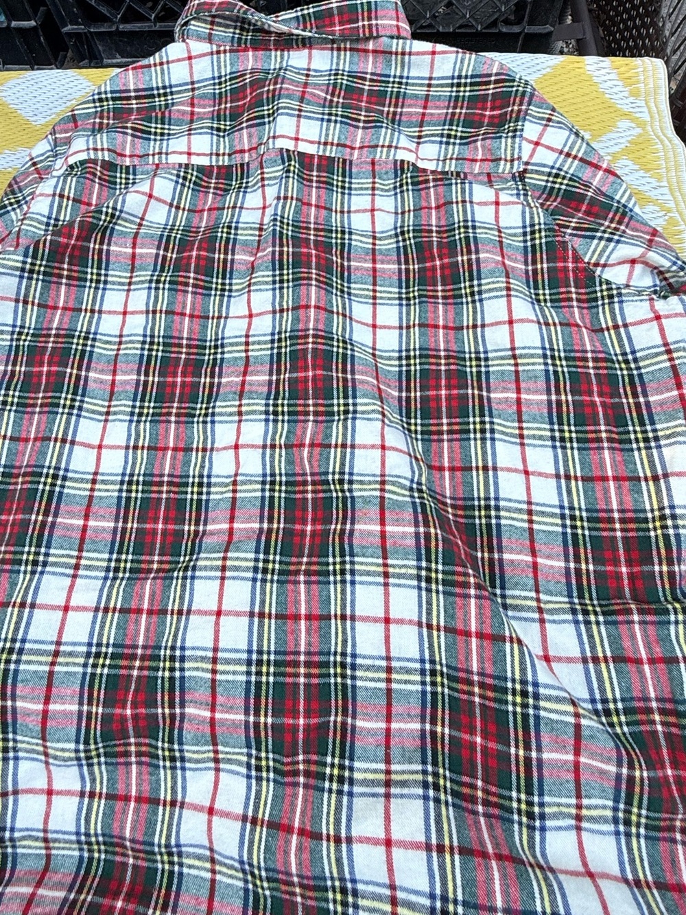 L.L. Bean Red, White & Green Plaid Men’s Button-Down Shirt